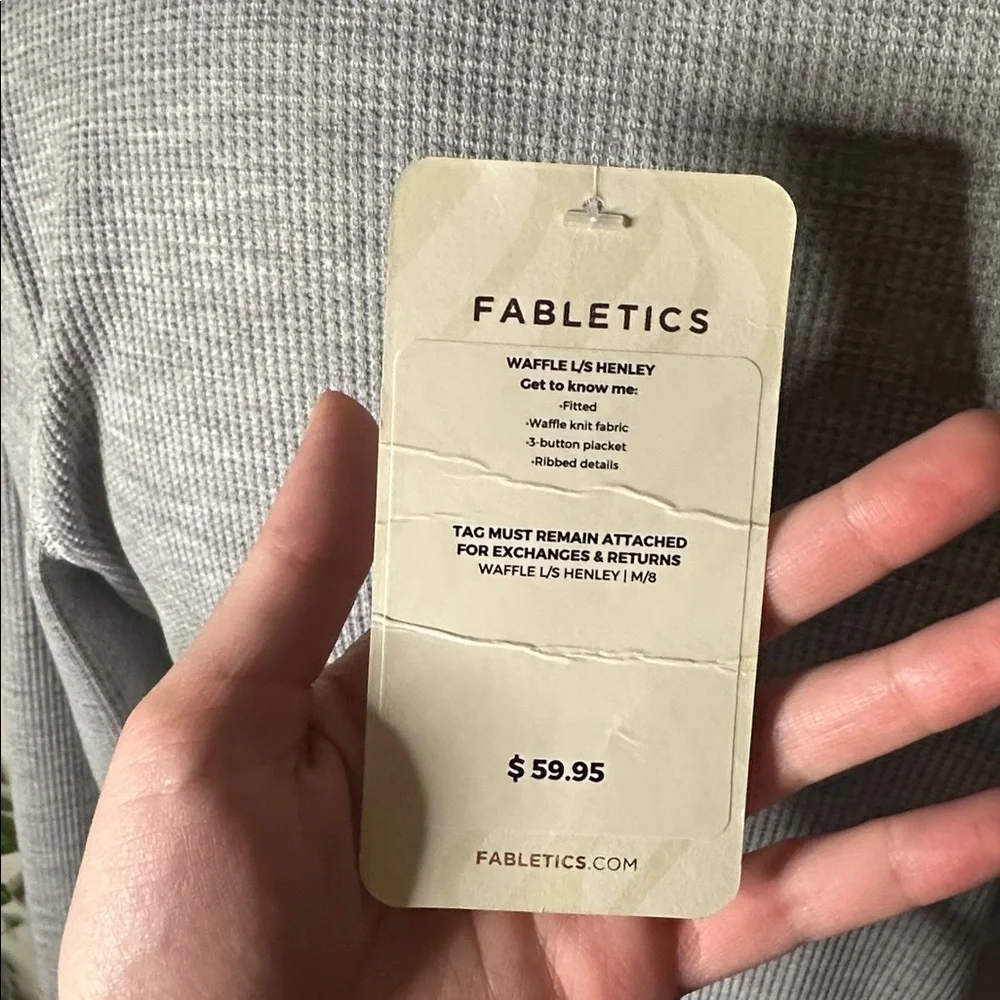 Fabletics Waffle Longsleeve Henley Gray NWT - Picture 5 of 7